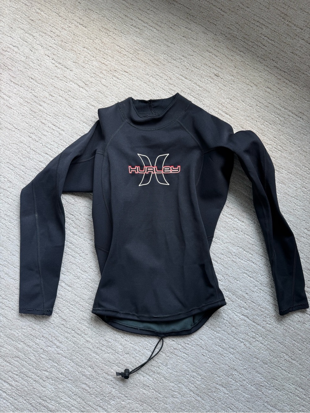 Hurley Kids Black Long Sleeve Rash Guard with Red Logo
